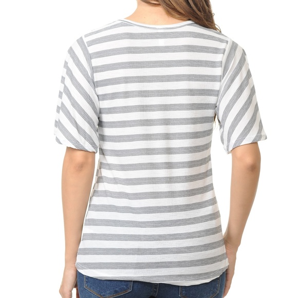 Silver Striped Flowy Sleeve Blouse - Picture 3 of 3